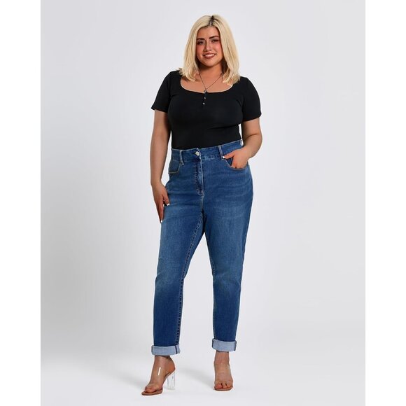 Plus Size Skinny Jeans High Rise Stretchy Denim Pockets Tummy Control - Picture 3 of 6